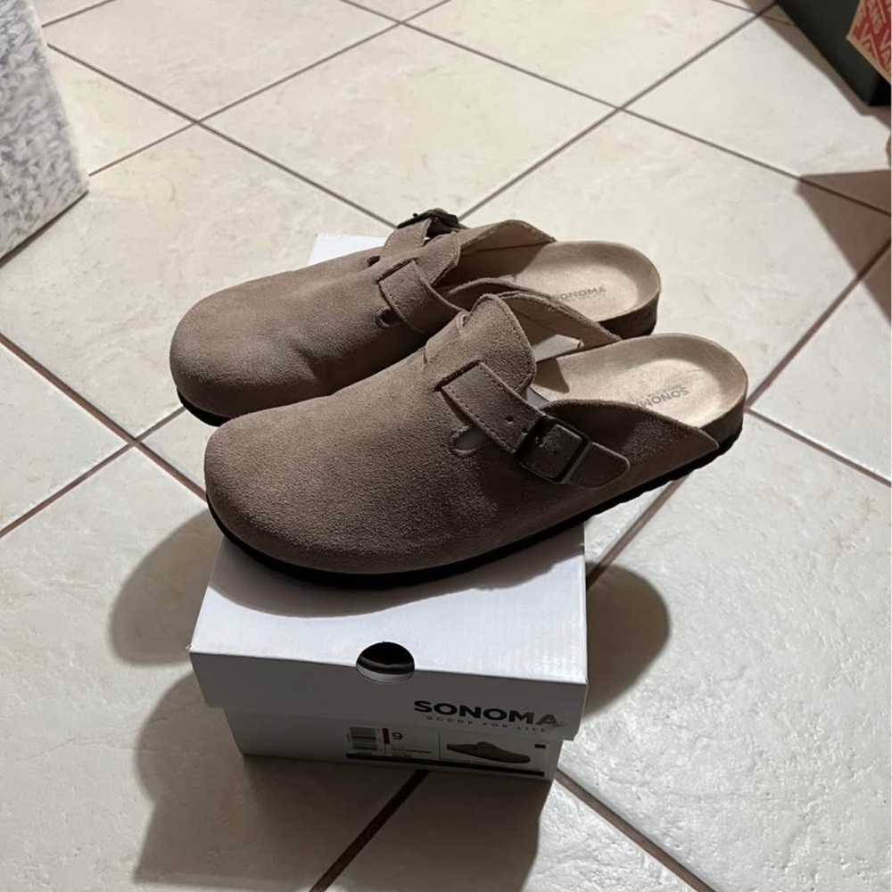 Sonoma Taupe Suede Clogs